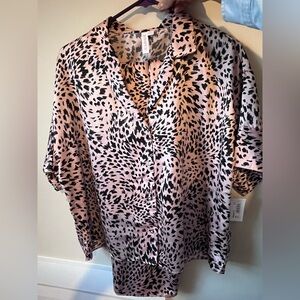 Pink and Black Animal Print Blouse